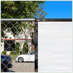 colour tree 8' x 35' white fence privacy, close-up detail