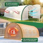 quictent 20x10x6.6ft tunnel greenhouse for outdoors with 2, front angle view