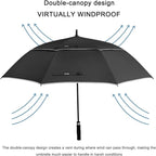 G4Free 47/54/62/68/72 Inch Automatic Open Golf Umbrella Oversize Extra Large Double Canopy Vented Windproof Waterproof Stick Umbrellas