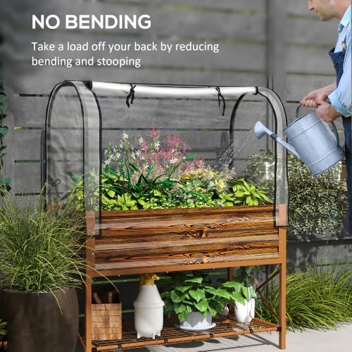 outsunny raised garden bed with cover and storage, package contents