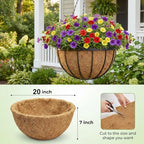 HFHOME 2PCS 20" Round Coco Liner Coco Replacement Liner Basket Window Box