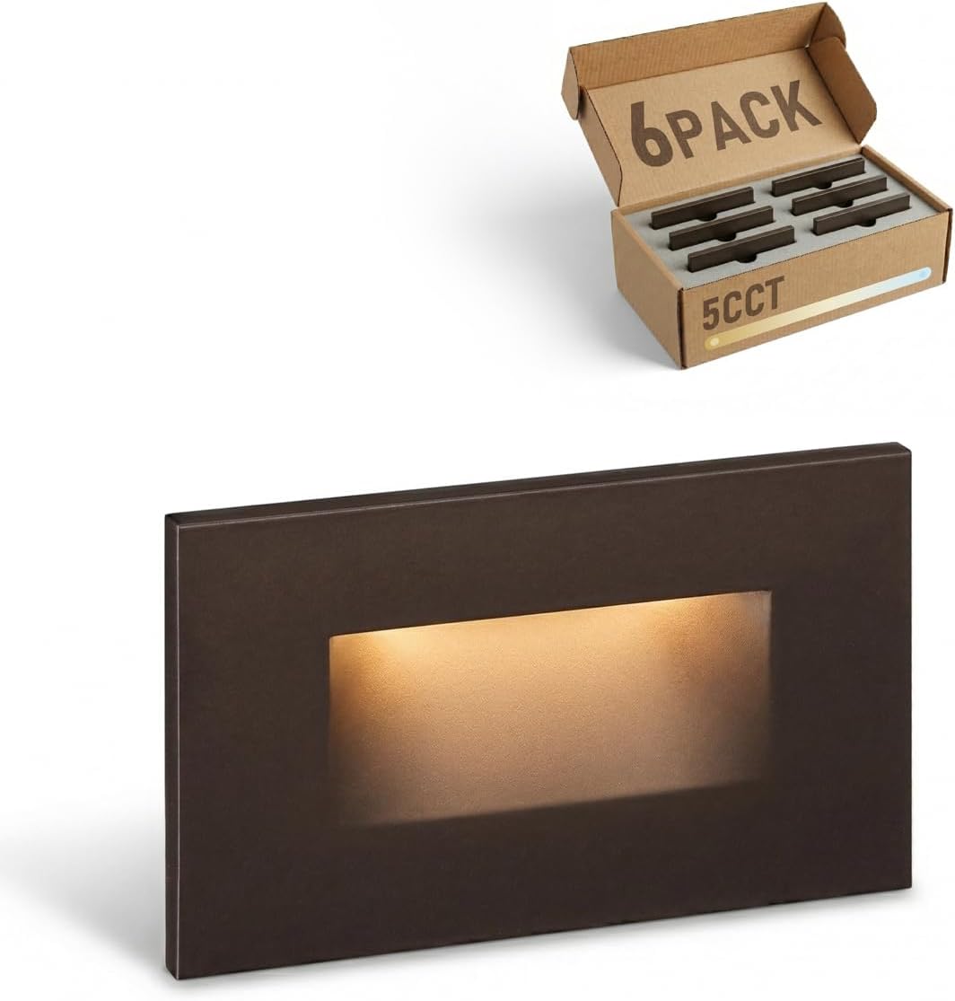 leonlite 6-pack 5cct 120v led step lights, horizontal, main product view