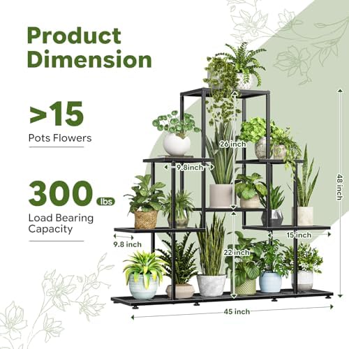 ekisemio 5 tier metal plant stand - heavy, close-up detail