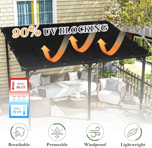 seeye 90% sun shade cloth, 10 x 10 shown in use