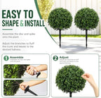 24 inch artificial boxwood topiary trees, set of shown in use