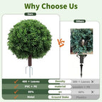 27.5" artificial boxwood topiary ball trees for outdoors, package contents