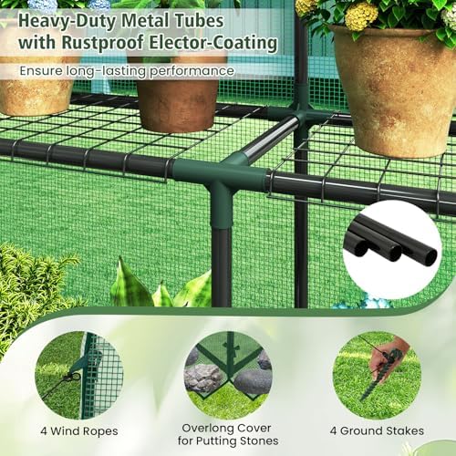 giantex walk-in greenhouse, gardening plant tent with roll-up, package contents