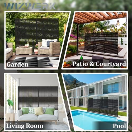 6ft outdoor metal privacy screen – decorative privacy, front angle view