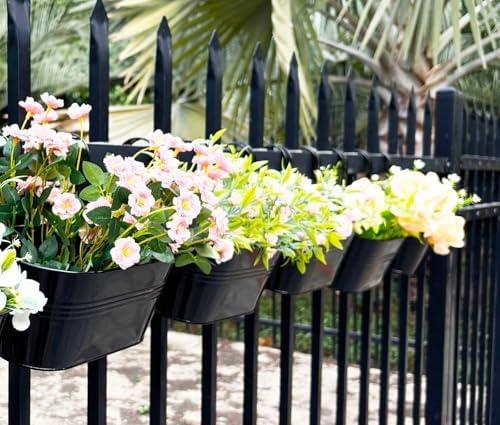 10" metal hanging planter for railing with detachable shown in use