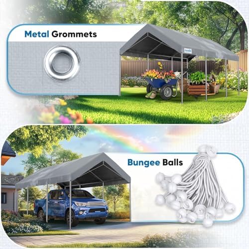 advance outdoor 10x20 ft carport replacement top cover showing dimensions