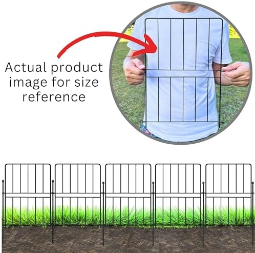 shoplala garden fence (20 panels) 12.5inx16.5in black metal, side view