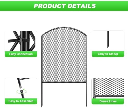 decorative garden fence 10 pack, 24in(h) x 10.8ft(l), close-up detail