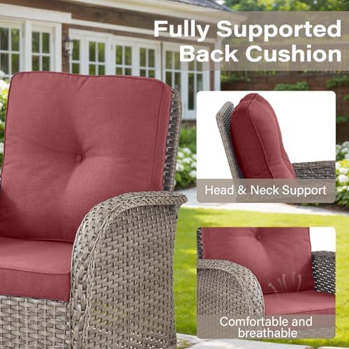 belord swivel patio chairs wicker set - outdoor, side view