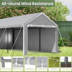 10x20 carport with sidewalls, portable garage canopy for showing dimensions