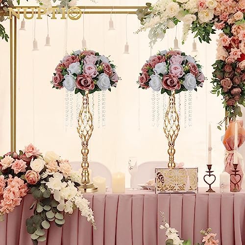 nuptio large artificial flower centerpieces: dusty rose & showing dimensions