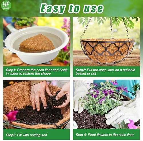 HFHOME 2PCS 20" Round Coco Liner Coco Replacement Liner Basket Window Box