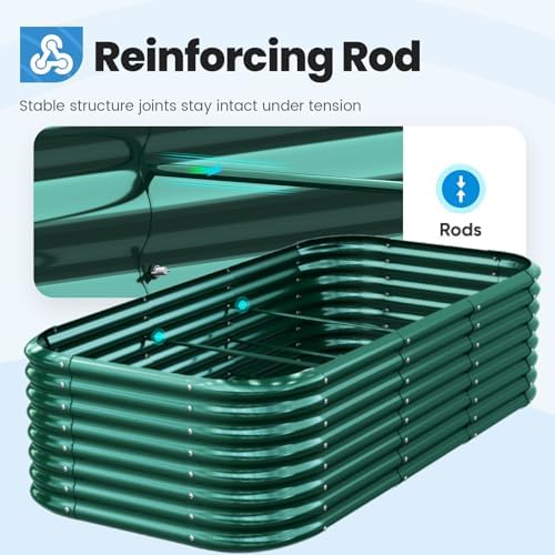 quictent galvanized oval raised garden bed kit, 8x4x2, front angle view