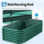 quictent galvanized oval raised garden bed kit, 8x4x2, front angle view