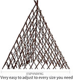 expandable teepee willow fence, teepee trellis pyramid plant showing dimensions