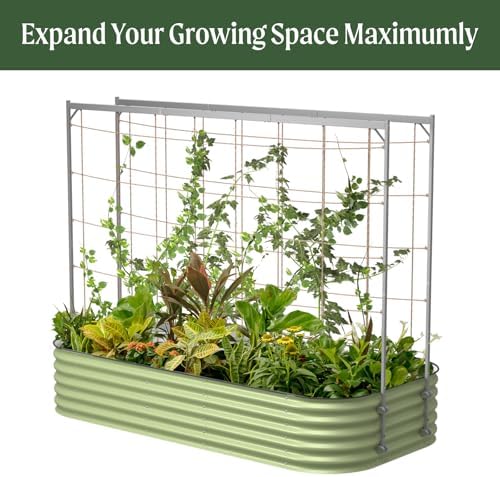 vego garden 5.0ft long tomato metal frame trellis, front angle view