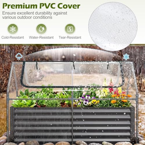 s afstar 3-in-1 raised garden bed with greenhouse shown in use