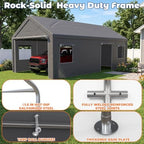 13x25 ft heavy duty carport, portable garage car, side view