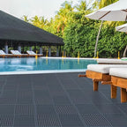 modular interlocking tiles double non-slip 12"x12" dark gray, front angle view