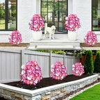 artificial petunias with ground stake set of 2, front angle view