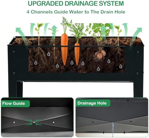 31.5" tall elevated mobile raised garden bed with, side view
