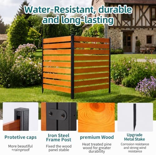 48x48in outdoor privacy fence screen for ac unit, side view