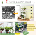 lumizone foldable 4-tier plant stand with wheels indoor, side view