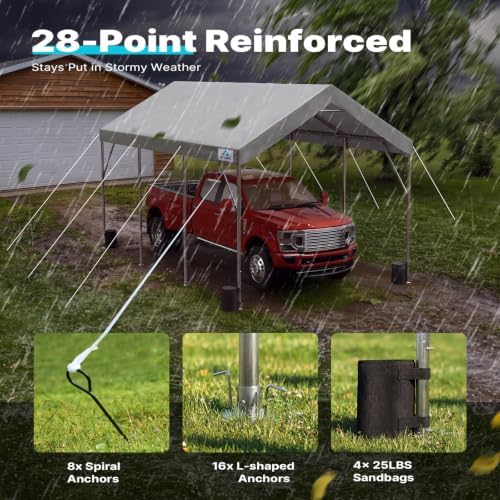 advance outdoor 12x20 ft heavy duty carport potable, front angle view
