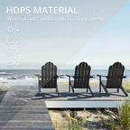 LUE BONA HDPS Outdoor Adirondack Chair, Cup Holder, Black | HDPS poly lumber, all-weather resistant, Low maintenance, built-in cup holder, 350 lbs capacity, for patio deck poolside
