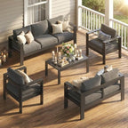 aluminum patio furniture set, all weather patio sofa, front angle view