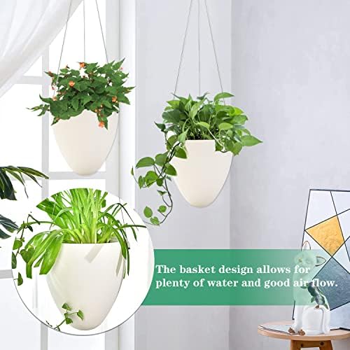 sungmor 3 pack plastic self watering hanging planters on a desk or shelf