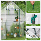 outvita walk-in greenhouse, 3 tiers 4 shelves, durable showing dimensions