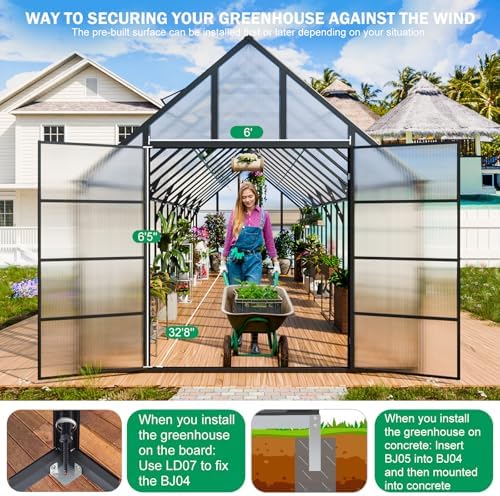cdcasa 32x10x10 ft polycarbonate greenhouse for outdoors w/7 shown in use