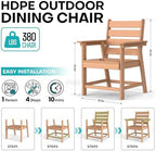HDPE Dining Chair Set of 2, All-Weather Heavy Duty, Cedar | Patio Dining Chair with Armrests, Wood Grain Texture, Outdoor Furniture for Backyard, Garden