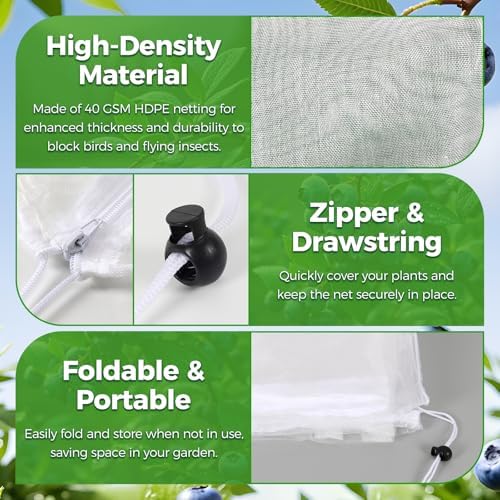 blueberry bush netting cover 2 pack, 10 x showing dimensions