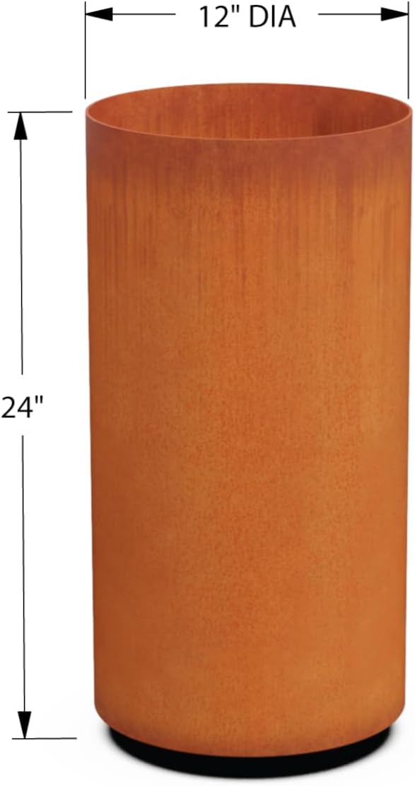 PLANTERCRAFT Corten Steel Metal Planter Box, Round Sizes, Modern Garden Steel planters for Commercial and Residential Outdoor Use.