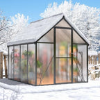airwire 6×7.5 ft walk-in polycarbonate greenhouse for outdoor, front angle view