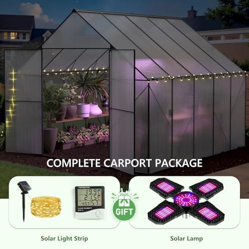 10x10 ft greenhouse for outdoors, heavy-duty polycarbonate greenhouse shown in use