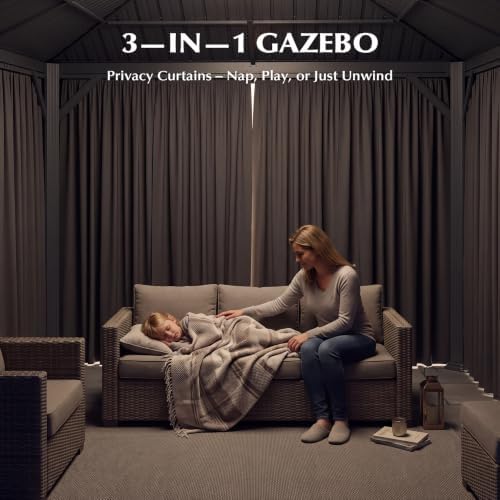 domi 10'x14' gazebo, hardtop gazebo for patio with on a desk or shelf