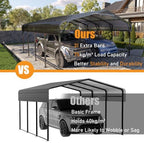 mnlr 20x20 ft heavy duty metal carport with, side view