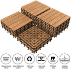 yaheetech 27pcs interlocking deck tiles outdoor patio floor, side view