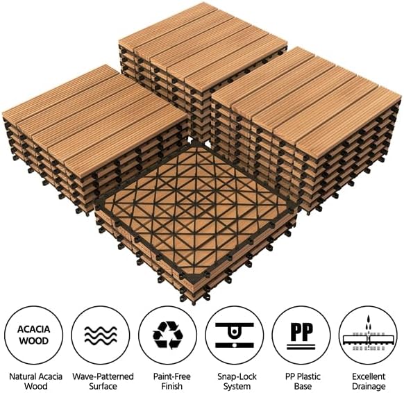 yaheetech 27pcs interlocking deck tiles outdoor patio floor, side view