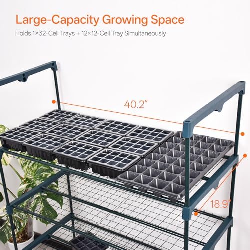 bstrip indoor greenhouse with grow light, 5-tier large showing dimensions