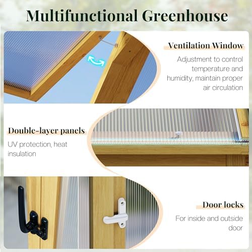 jocisland 10 x 13.2-ft wooden greenhouse on a desk or shelf