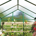 12 ft greenhouse, outdoor sliding door, polycarbonate greenhouse, front angle view