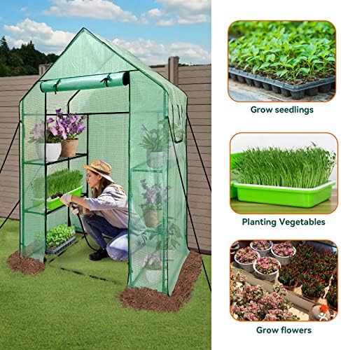 walk in greenhouse with shelves,walk-in plant plastic green, package contents